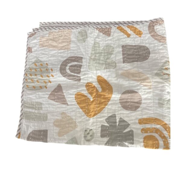 Nordstrom 36" X 45" Baby Quilt Cotton Layered Soft & Cozy Abstract Neutral Tones - Picture 3 of 13